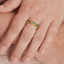 Emerald Teardrop Gold Plated Silver Eternity Ring, thumbnail 4 of 6