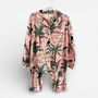 Jungle Print 100% Cotton Ladies Pyjamas In Pale Pink, thumbnail 3 of 4