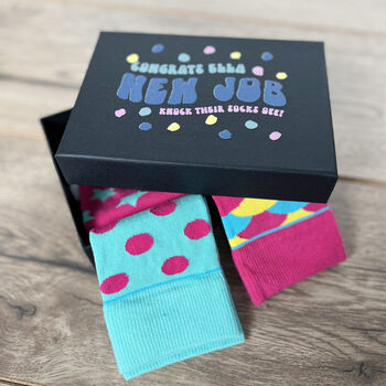 Personalised New Job Socks In A Box Gift Set, 3 of 4