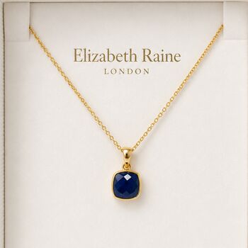 Gold Lapis Lazuli Pendant Necklace, 7 of 9