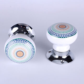G Decor Set Of Positive Energy Radiance Handcrafted Internal Mortice Turning Door Handles – Ceramic Knobs With Chrome Base, 5 of 5