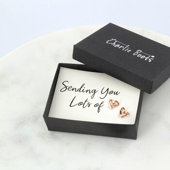 Heart Stud Earrings In Plated Rose Gold / Silver 925, 4 of 7