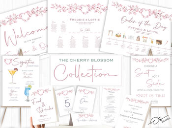 Wedding Welcome Sign Pink Heart Cherry Blossom, 6 of 7