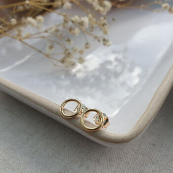 14k Gold Filled Circle Halo Ear Stud Earrings, 2 of 9