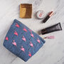 Embroidered Flamingo Cotton Make Up Bag, thumbnail 1 of 11