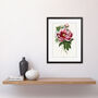 Pink Red Peony Bloom Flowers Floral Classic Art Print, thumbnail 2 of 3