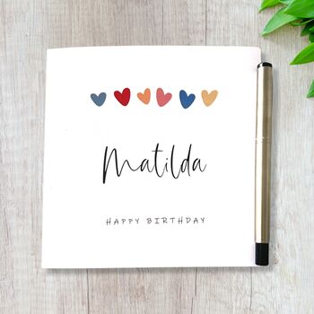 Personalised Birthday Card With Hearts, 3 of 7