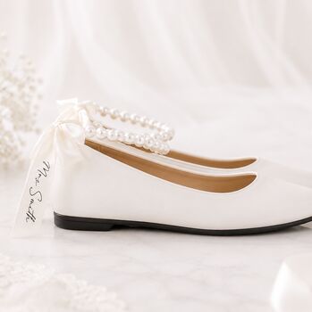 Personalised Bridal Prom White Pearl Pumps, 3 of 5
