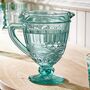 Turquoise Glass Serving Pitcher Jug, thumbnail 1 of 6