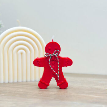 Red Gingerbread Candle Festive Christmas Decoration, 6 of 7