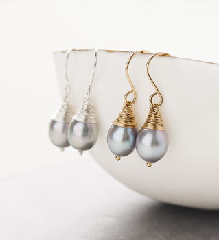 earrings baroque pearl grey notonthehighstreet