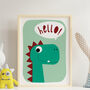 Hello! Children's Dinosaur Print, thumbnail 1 of 8