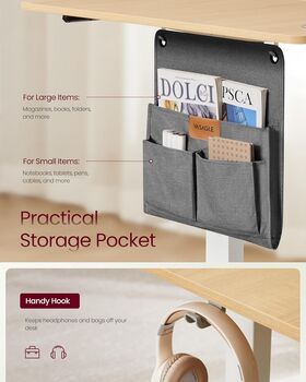 Height Adjustable Desk With Storage Pocket And Memory, 6 of 10