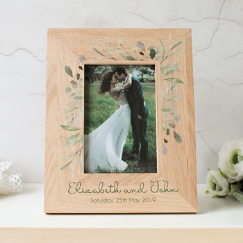 Personalised Wedding Name And Date Oak Photo Frame, 5 of 5