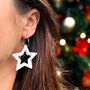 Silver Star Christmas Polymer Clay Earrings, thumbnail 3 of 5