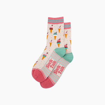 Ice Cream Cone Bamboo Socks In Cream, 4 of 4