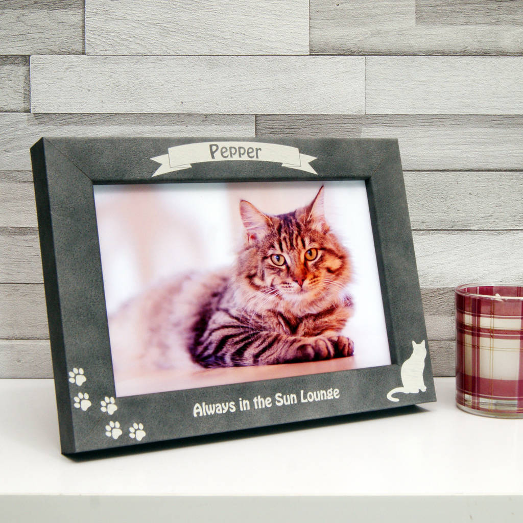 Personalised Stone Effect Cat Photo Frame, 1 of 5
