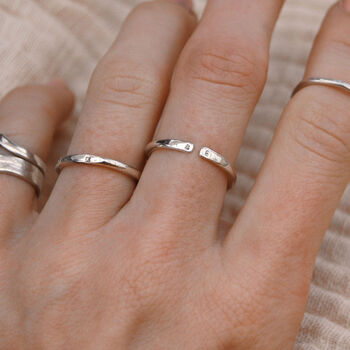 Personalised Initial Open Silver Stacking Ring, 5 of 7