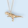 T Rex Dinosaur Necklace In 18ct Gold Plated Silver, thumbnail 4 of 12