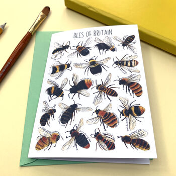 Bees Of Britain Art Blank Greeting Card, 4 of 10