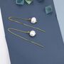Baroque Pearl Threader Earrings In Sterling Silver, thumbnail 5 of 10