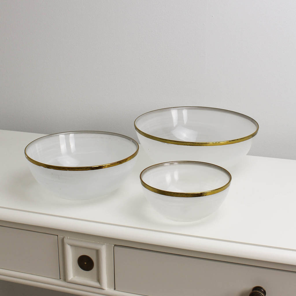 Round Glass Gold Rim Bowls By Marquis & Dawe