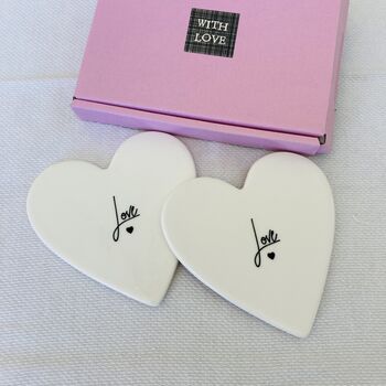 Pair Of Ceramic Love Coasters ~ Boxed, 3 of 6