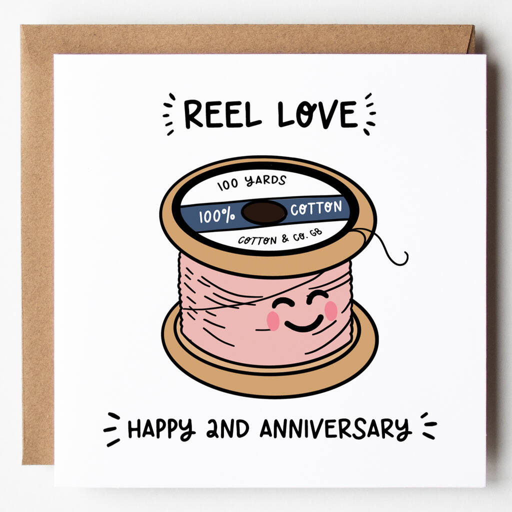 Reel Love 2nd Anniversary Card Cotton, 1 of 3