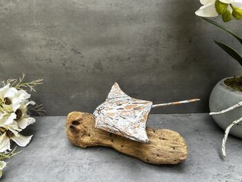 Multi Coloured Wooden Stingray On Teak Root Stand Gift, 12 of 12