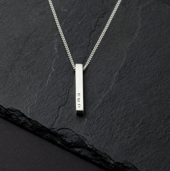 Vertical Silver Bar Personalised Necklace, 3 of 4
