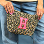 Personalised Initial Leopard Print Makeup Bag, thumbnail 1 of 2