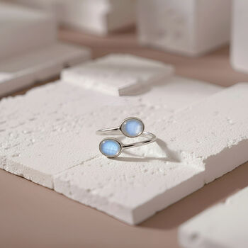 Handmade Open Adjustable Sterling Silver Rainbow Moonstone Ring, 9 of 10