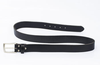 Handmade Black Leather Belt Men's English Leather 35mm Wide, 6 of 10