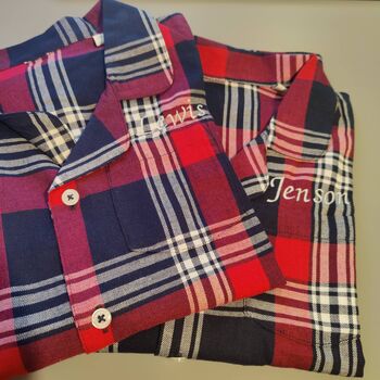 Red Checked Flannel Family Christmas Pyjama Set, 2 of 10
