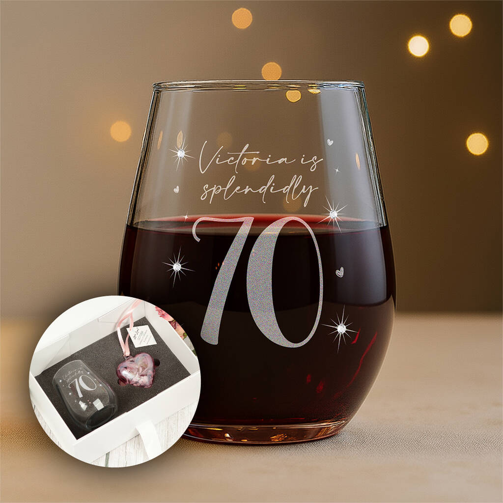 70th Birthday Diamante Crystal Embellished Stemless Glass, 1 of 8