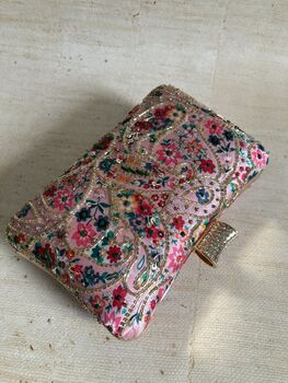 Pink Floral Multicoloured Rectangular Clutch Bag, 4 of 10