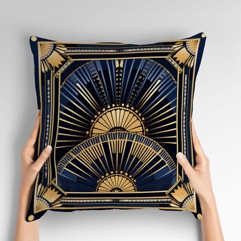 Deco Elegance In Blue Art Deco Cushions Design Two, 2 of 7