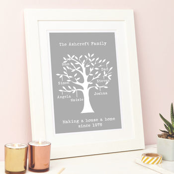 personalised family tree framed print by tillie mint loves ...