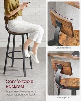 Tall Bar Stools With Backrest For Kitchen, 7 of 11