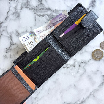 Men's Black Leather Wallet Rfid Protection, 3 of 4