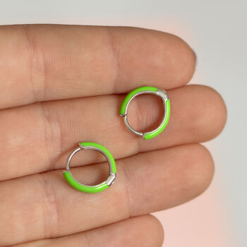 Sterling Silver Colourful Enamel Hoop Earrings, 6 of 12