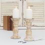 Wooden Candlestick White Distressed, thumbnail 2 of 6