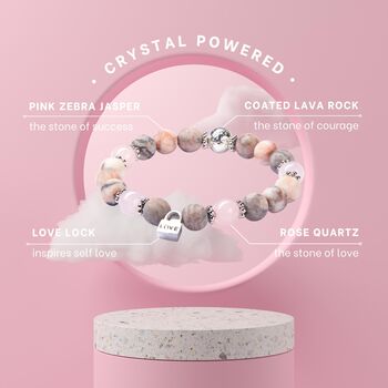 Rose Quartz Crystal Love Lock Bracelet For Her, 5 of 9