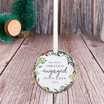 Personalised Our First Christmas Engaged Ornament Gift, 5 of 7