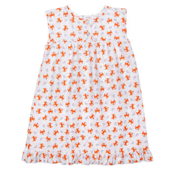 Girls Fox Print Cotton Nightie Sleeveless, 4 of 6