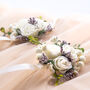 Wedding Flower Wrist Corsage In Purple, thumbnail 6 of 8