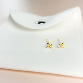 Gold Colour Sterling Silver Pointed Crystal Stud Earrings, 5 of 5