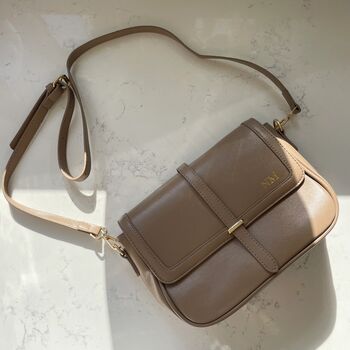 Personalised Custom Embossed Soft Faux Leather Satchel Cross Body Bag, 5 of 8