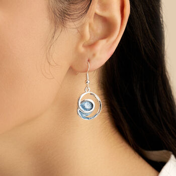 Silver Blue Spiral Disc Enamel Necklace, 4 of 4