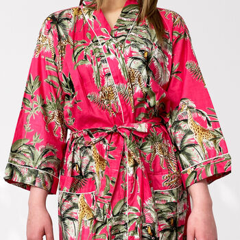 Giraffe Print Cotton Dressing Gown Kimono, 4 of 10